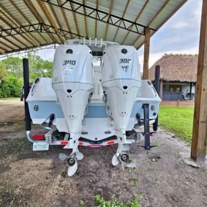 White Yamaha 300HP 4-Stroke Outboard Motor