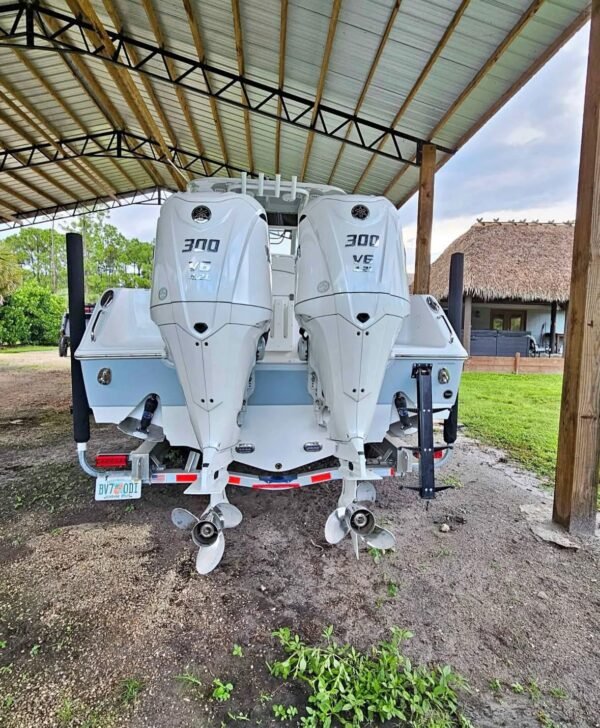 White Yamaha 300HP 4-Stroke Outboard Motor